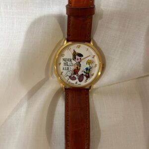 Vintage Pinocchio Watch with Brown Leather Strap